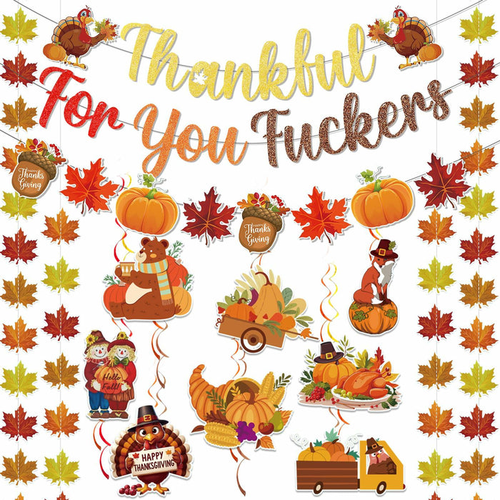 Yavxzvbw Thankful for You Banner Fall Leaves Garland Orange Thanksgiving