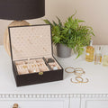 Household Essentials Vegan Leather Travel Jewelry Organizer Box Caramel