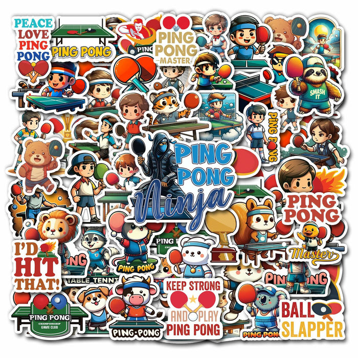 BIGZORO 50PCS Ping Pong Table Tennis Stickers Waterproof Vinyl Decals