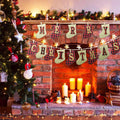 KINNJAS Merry Christmas Burlap Sock Banner 28 Piece Cotton Decoration