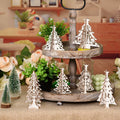 MoDooris 24Pcs White Wooden Christmas Tree Tabletop Decor Rustic Xmas