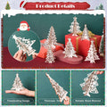 MoDooris 24Pcs White Wooden Christmas Tree Tabletop Decor Rustic Xmas