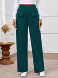 BTFBM Women's High Waisted Stretchy Palazzo Pants Dark Blue Size L