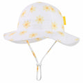 Huuflyty Baby Girl Adjustable Sun Hat Wide Brim UPF 50+ Floral Khaki Size 6-24M