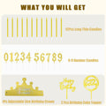 Chanseen 25Pcs Gold Birthday Candle Set Number 0-9 Metallic Long Thin