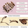 6Pcs Flat Square Leopard Hair Clips Large Claw Clips Non Slip Strong Hold