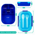DifaBella Kids Lunch Box – 4-Compartment Bento Box with Spoon & Fork (Blue)