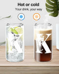Monogrammed Glass Tumbler Cup with Lid & Straw Personalized Gift OPEN BOX