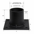 Solus S347-BK Pier Mount Adapter 3" Stub Post Black Aluminum with Hardware