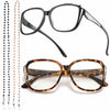 Yiwaeye Oprah Style Oversized Reading Glasses +1.5 with Chain Black/Tortoise