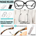 Yiwaeye Oprah Style Oversized Reading Glasses +1.5 with Chain Black/Tortoise