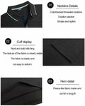 Thkzn Men’s Fleece Lined Polo Shirt Long Sleeve Button Golf Casual Black 2XL