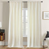 Joydeco White Velvet Blackout Curtains 90” 2 Panels Thermal Insulated Drapes