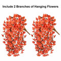 HyeFlora Fake Mums Artificial Fall Hanging Flowers 2 PCS Orange Brown Leaves