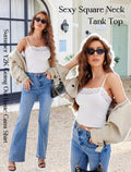 Avidlove Women Sexy Square Neck Lace Trim Tank Top Camisole White Size L