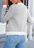 Langwyqu Womens Long Sleeve Button Down Cardigan Sweater Grey Size XL