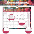 XISIDO 18-Month Wall Calendar 2025-2026 11x8.5 Flower Julian Dates