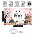 Mocsicka Little Boo Halloween Baby Shower Backdrop Banner Pink Black 70.8x43.3in