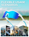 BIRCEN Baseball Cycling Sunglasses Men Women MTB Sports Blue Lens White Frame