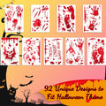 Oeyliz Halloween Window Stickers Bloody Hand & Footprint 9 Sheets Decor