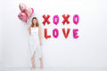 Giga Gud XOXO LOVE Letters Foil Balloon 16 Inch Pink Red 1 Pc
