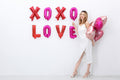 Giga Gud XOXO LOVE Letters Foil Balloon 16 Inch Pink Red 1 Pc
