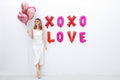 Giga Gud XOXO LOVE Letters Foil Balloon 16 Inch Pink Red 1 Pc