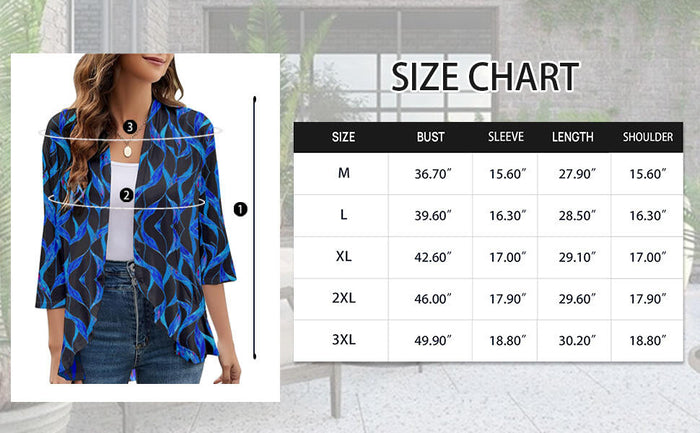 IsPICK Women’s Cardigan Lightweight Summer Flower Ruffles Striped Blue Black L