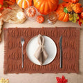 Nuanchu 4 PCS Rust Pumpkin Fall Placemats 13x19 Inch Soft Plush Table Mats