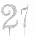 MAGJUCHE Silver 27" Crystal Number 27 Cake Topper Birthday Anniversary
