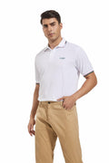 Derifelt Mens Moisture Wicking Polo Shirt White Striped Size XX-Large