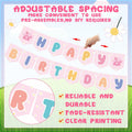 Marspark Blue Dog Birthday Banner with Daisy Flowers Pastel Colorful