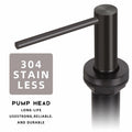 JOMSPOA Dish Soap Dispenser Kitchen Sink Pump Metal Head 17OZ Black + 2 Sponges