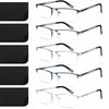 ORANZI 5-Pack Blue Light Blocking Reading Glasses, Half Metal Frame, 1.00