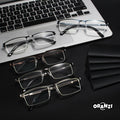 ORANZI 5-Pack Blue Light Blocking Reading Glasses, Half Metal Frame, 1.00