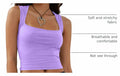 Mizoci Women’s Square Neck Crop Tank Top Sleeveless Going Out Black Small