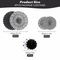 6PCS Black Hanging Paper Fans Party Decorations for Birthday, Wedding & Shower