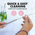 NightCap Straw Kit 2 Reusable Stainless Steel Straws w Brush Pouch Tips