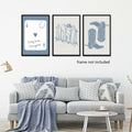 Venphude Coastal Art Canvas Set of 3 12x16in Unframed Blue Cowgirl Surfboard