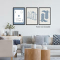 Venphude Coastal Art Canvas Set of 3 12x16in Unframed Blue Cowgirl Surfboard