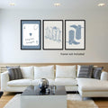 Venphude Coastal Art Canvas Set of 3 12x16in Unframed Blue Cowgirl Surfboard