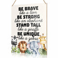 UDNADKEX Boho Nursery Wall Sign Safari Jungle Animal Wooden Decor
