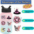 MKZ 50 PCS Waterproof Pink Witchy Stickers Vinyl Celestial Witchcraft