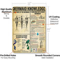NEGLAI Mermaid Knowledge Metal Sign Poster Vintage Wall Art 16x12 Inches