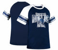 Fansamer Mens Vintage Striped City Football Tee White Navy Size XXL