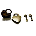 PeekaBear Mini Antique Brass Heart Padlock with Key 2-Pack Vintage Style