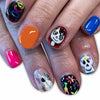 CEWEWP Halloween Press On Nails Short Square Acrylic Black Skull 24pcs