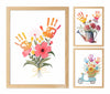 CHERRY CHEERS Flower Bouquet Handprint Art Kit 3 Sheets 6 Colors White Canvas