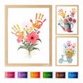 CHERRY CHEERS Flower Bouquet Handprint Art Kit 3 Sheets 6 Colors White Canvas