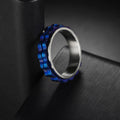 Udolfly Titanium Steel Womens Fidget Spinner Ring Silver Blue Size 12